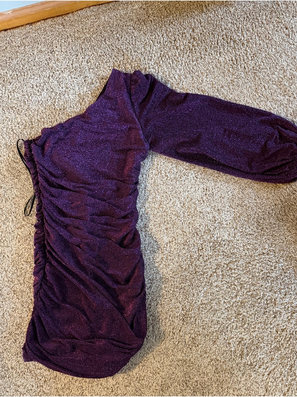 Purple One-Shoulder Ruched Party Dress